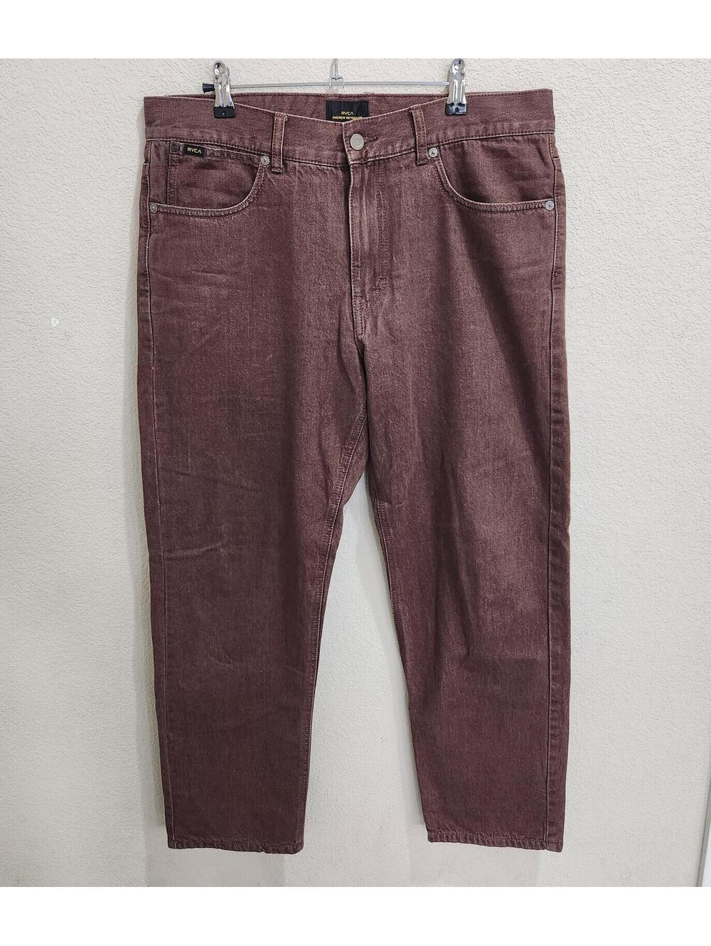 RVCA Americana For Andrew Reynolds Brown Wash lined Denim Jeans Size 33 Jeans